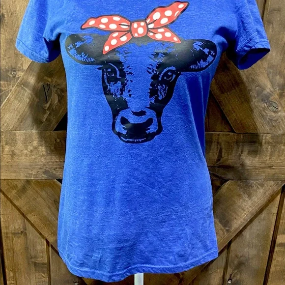 Blue Highland Heifer Short Sleeve Tee Sz M - Picture 5 of 14